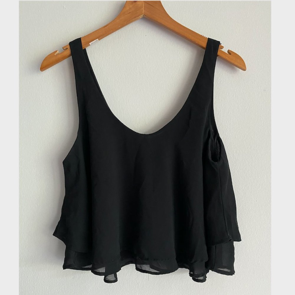 Black Chiffon Tank Top